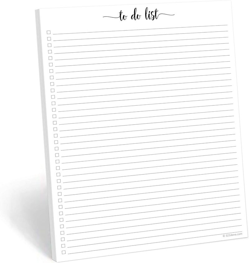 321Done To Do List Notepad - 50 Sheets (8.5" x 11") To-Do Checklist Tear Off Planning Pad, Large Letter-Size - Made in The USA - Simple Script - College-Ruled - Image 1