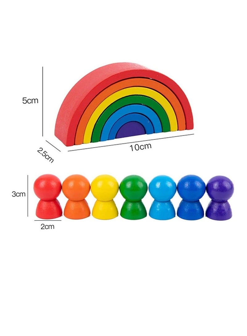 اكسيسن مكعبات خشبية ملونة، مكعبات بناء قابلة للتكديس للأطفال الصغار، مكعبات ألغاز التعشيش المبكرة، لعبة تكديس حسية - Image 4