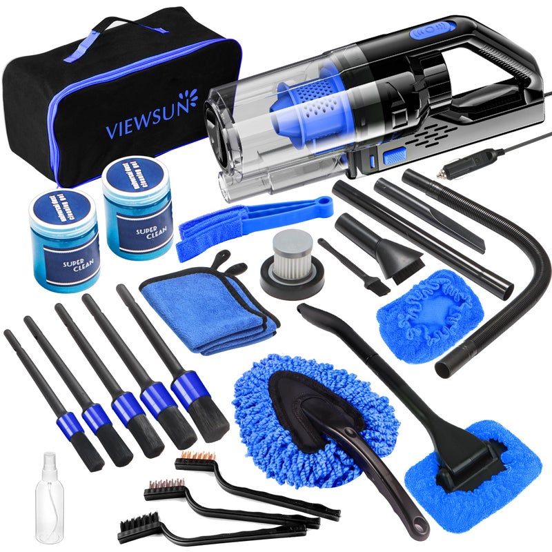 Viewsun Car Cleaning Kit, Car Interior Detailing Kit with High Power Handheld Vacuum, Detailing Brush Set, Windshield Cleaner, Cleaning Gel, Complete Auto Accessories for Men, Women - Image 1