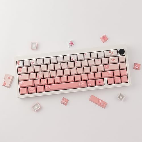 Tsungup PBT Keycaps Cherry Blossom Keycap Set - Custom Side Printed Pink Keycaps,135 Keys Gradient DoubleShot Sakura Key caps Cherry Profile Keyboard Key caps for Mechanical Keyboards - Image 2