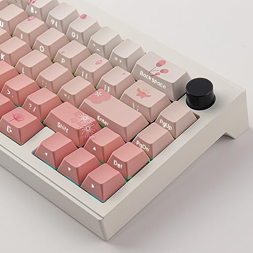 Tsungup PBT Keycaps Cherry Blossom Keycap Set - Custom Side Printed Pink Keycaps,135 Keys Gradient DoubleShot Sakura Key caps Cherry Profile Keyboard Key caps for Mechanical Keyboards - Image 5