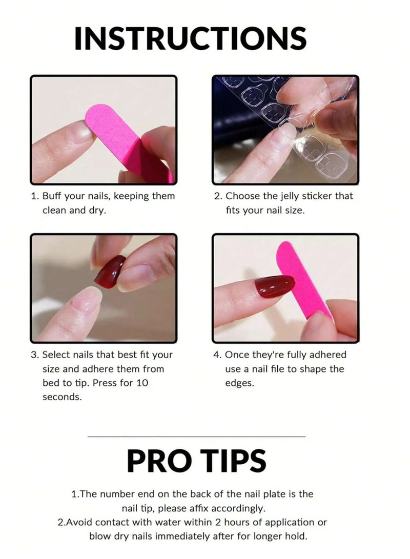 اظافر تركيب بتصميم مربع تحتوي العلبه على 24 ظفر مع مبرد اظافر و صمغ - Image 4