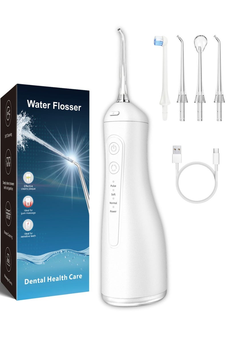 Reva Cordless Rechargeable Water Flosser For Teeth Cleaning (White) – Portable IPX7 Waterproof Oral Irrigator with 4 Modes, 4 Jet Tips & 300ml Tank – Ideal For Braces & Dental Care - Image 1