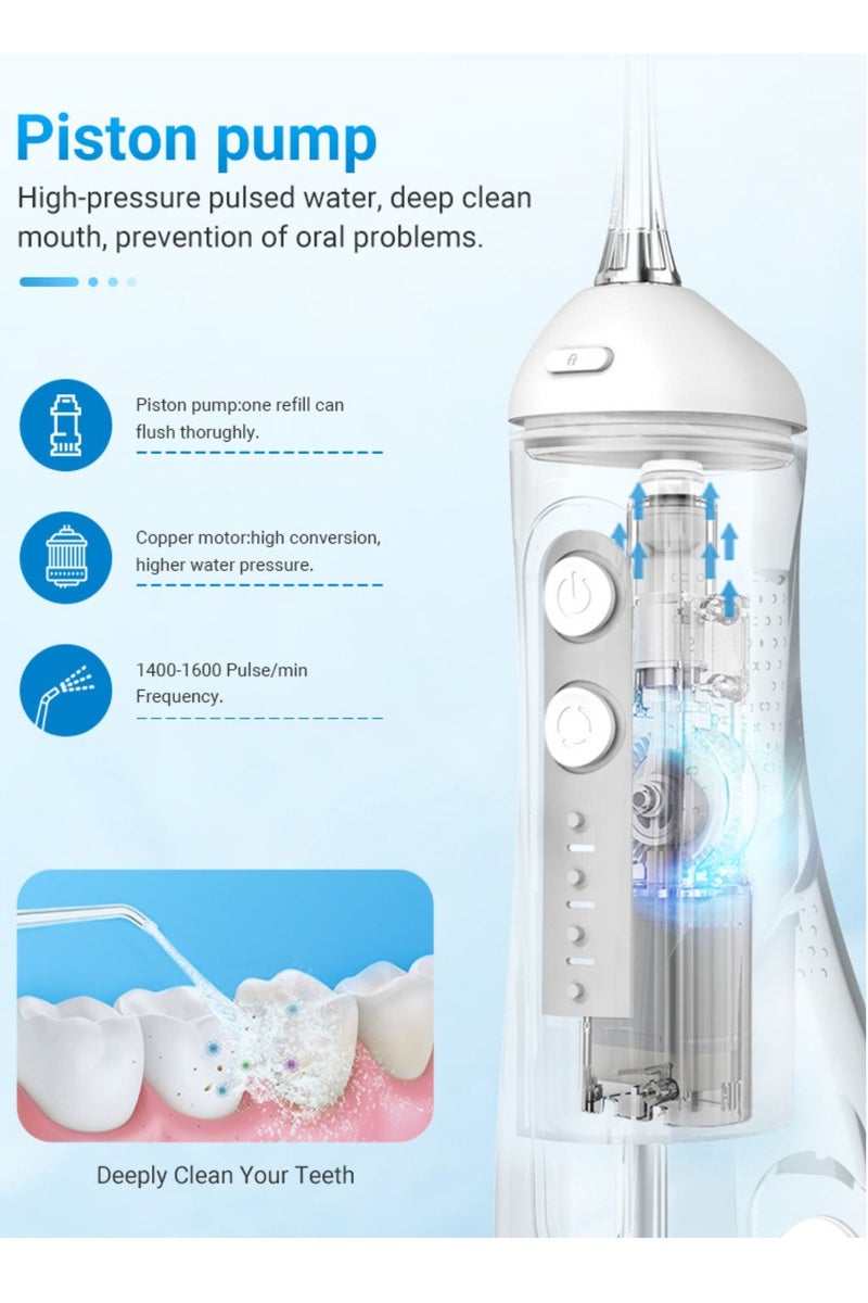 Reva Cordless Rechargeable Water Flosser For Teeth Cleaning (White) – Portable IPX7 Waterproof Oral Irrigator with 4 Modes, 4 Jet Tips & 300ml Tank – Ideal For Braces & Dental Care - Image 4