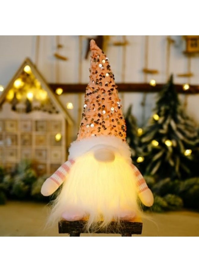 GGEROU Light Up Christmas Gnomes Pink Christmas Gnomes Plush Lighted Tomte Ornaments Figurines Dolls - Image 1