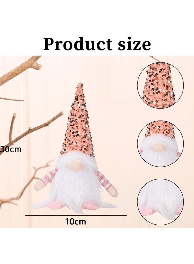 GGEROU Light Up Christmas Gnomes Pink Christmas Gnomes Plush Lighted Tomte Ornaments Figurines Dolls - Image 2