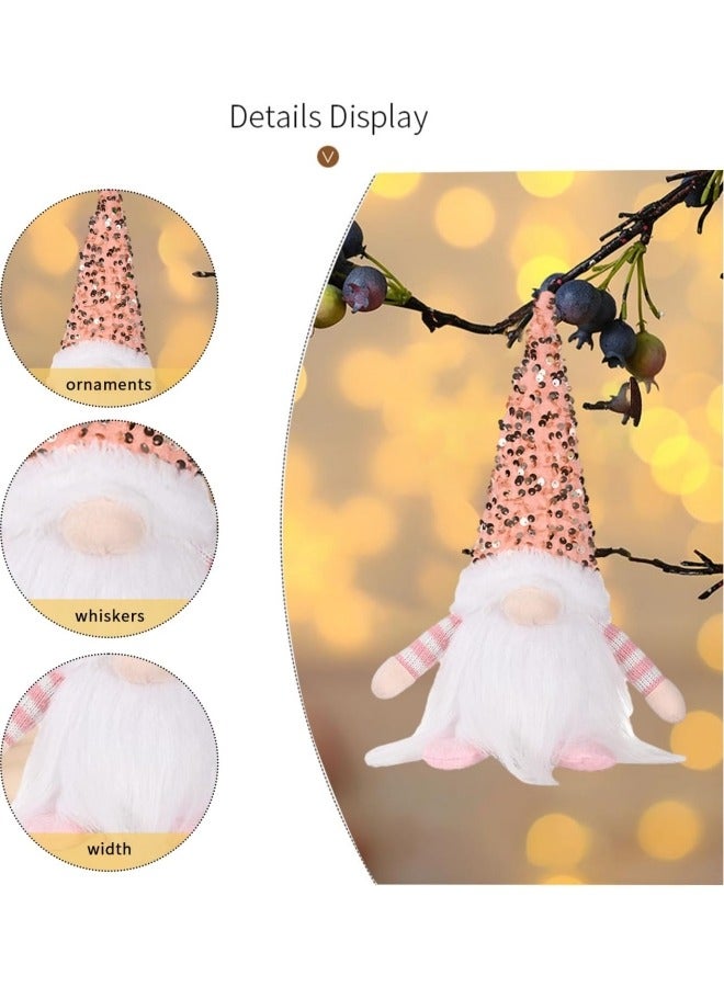 GGEROU Light Up Christmas Gnomes Pink Christmas Gnomes Plush Lighted Tomte Ornaments Figurines Dolls - Image 3