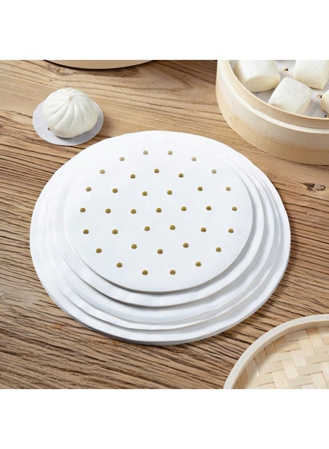 Round Double-sided Silicone Oil Paper Steamed Buns Special Non-stick Pad Paper Baking Disposable Steamer Paper-Color:200 White Sheets-Specifications:6inch (15cm) - Image 4