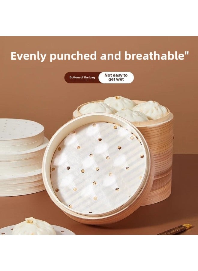 Round Double-sided Silicone Oil Paper Steamed Buns Special Non-stick Pad Paper Baking Disposable Steamer Paper-Color:200 White Sheets-Specifications:6inch (15cm) - Image 3