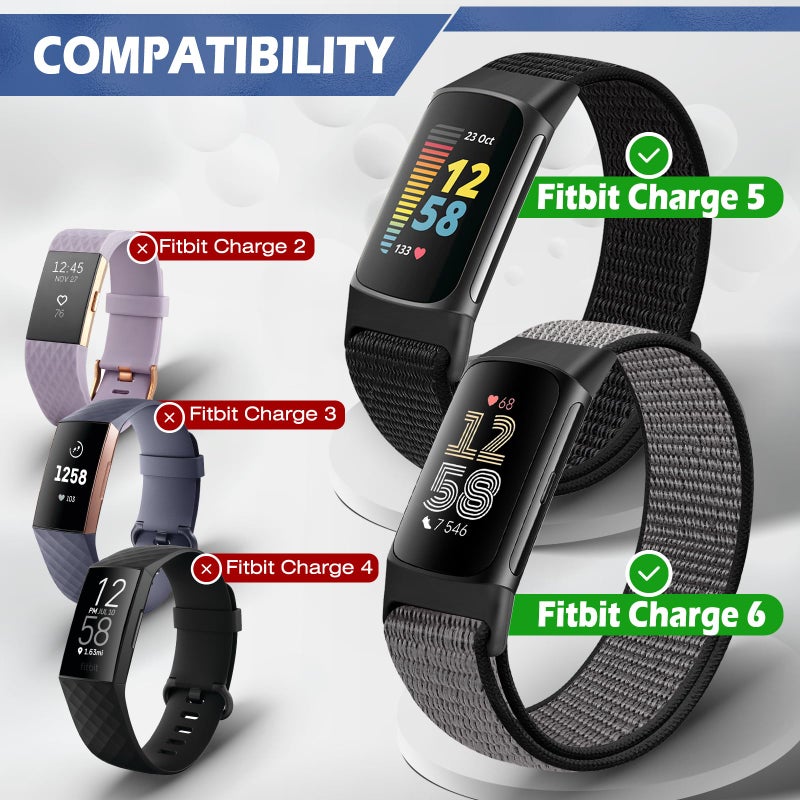 AVOD Sport Loop Nylon Watch Bands Compatible with Fitbit Charge 6/Charge 5 for Women Men, Adjustable Breathable Replacement Soft Nylon Loop Wristband for Fitbit Charge 6/Fitbit Charge 5 - Image 2