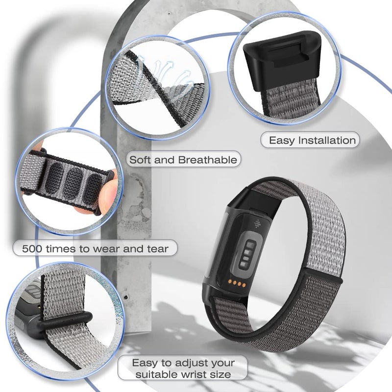 AVOD Sport Loop Nylon Watch Bands Compatible with Fitbit Charge 6/Charge 5 for Women Men, Adjustable Breathable Replacement Soft Nylon Loop Wristband for Fitbit Charge 6/Fitbit Charge 5 - Image 4