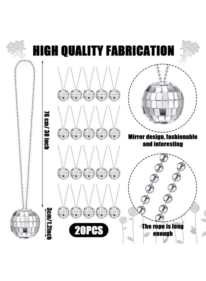 سوريو 20 جهاز كمبيوتر شخصى مرآة ديسكو الكرة القلائد 70S ديسكو حزب القلائد البسيطة ديسكو الكرة قلادة الفضة ديسكو قلادة 70S مجوهرات ديسكو حزب صالح الديكور زي الملحقات لمستلزمات الرقص (1.18 بوصة) - Image 2