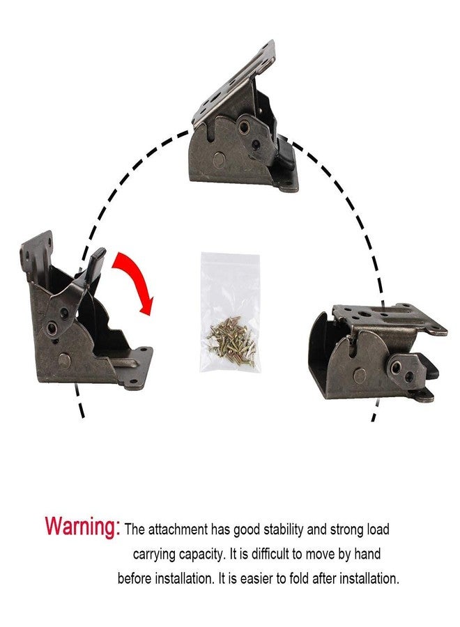 MAKINGTEC 4 Pieces Table Leg Folding Bracket, Lock Extension Bracket for Table Bed Leg Bronze Steel Folding Hinges, 90 Degree Folding Support Bracket with Screws (Black) - Image 4