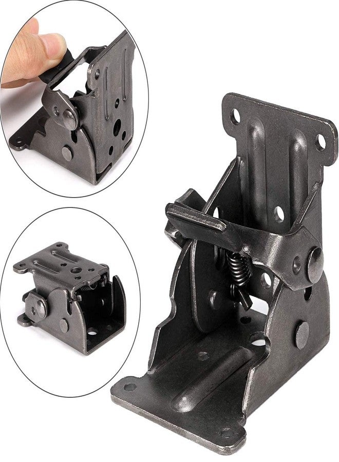 MAKINGTEC 4 Pieces Table Leg Folding Bracket, Lock Extension Bracket for Table Bed Leg Bronze Steel Folding Hinges, 90 Degree Folding Support Bracket with Screws (Black) - Image 3