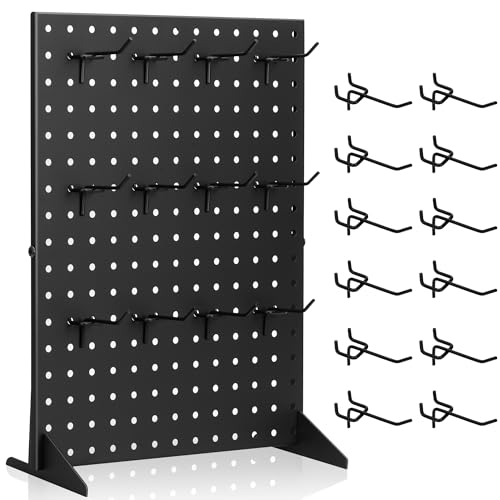 Storage Standard Pegboard Display Stand With 12 Peg Hooks for Retail Craft Shows & Fairs - Metal Product Merchandise Display Rack for Selling Accessories, Display Stands for Boutique, Stores, Vendors & Events - Image 1