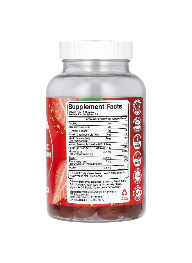 Phytoral - Phytoral, B-Complex Multivitamin Gummies, Strawberry , 60 Gummies - Image 1