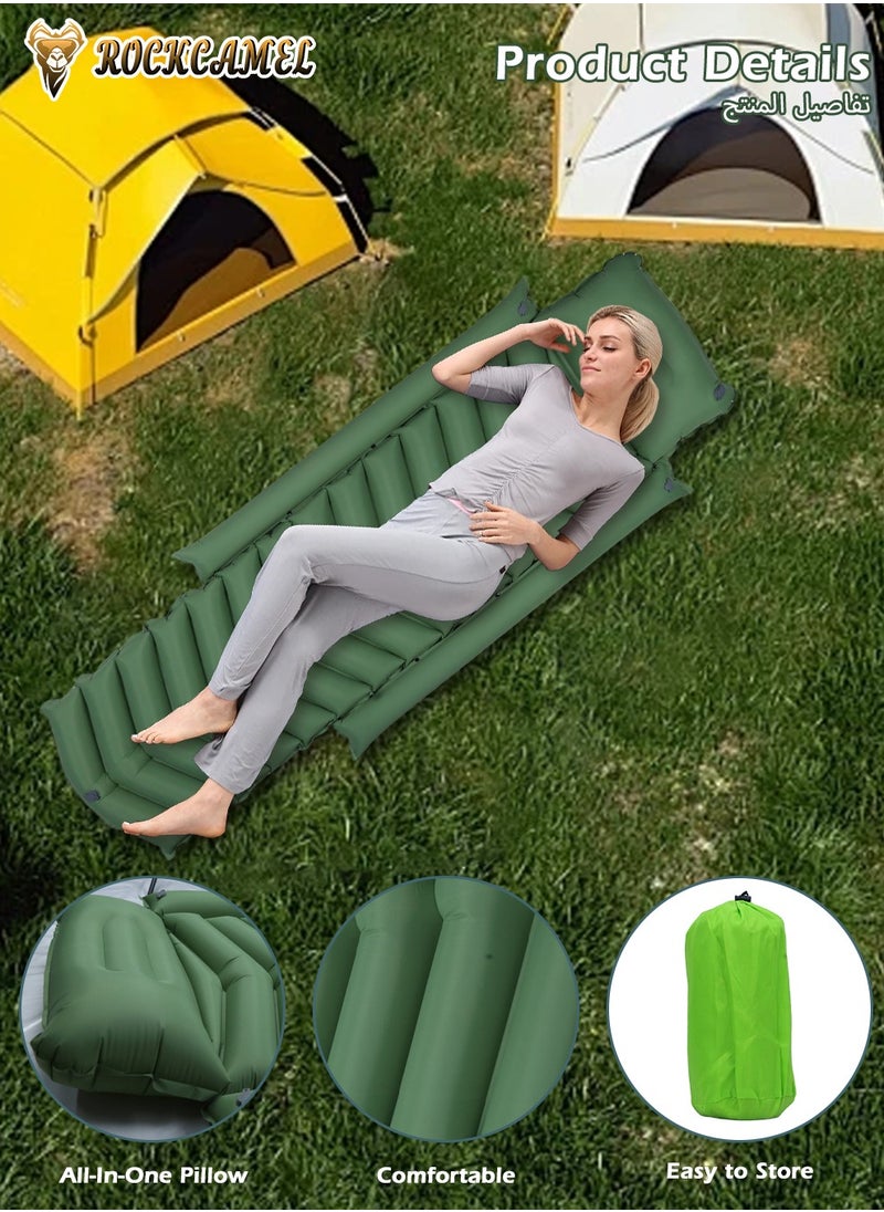 ROCKCAMEL Outdoor Inflatable Mattress Sleeping Pad With Storage Bag, Portable Inflatable Camping Sleeping Pad With Air Pump, For Camping And Hiking Equipment 190*68cm  - Image 3