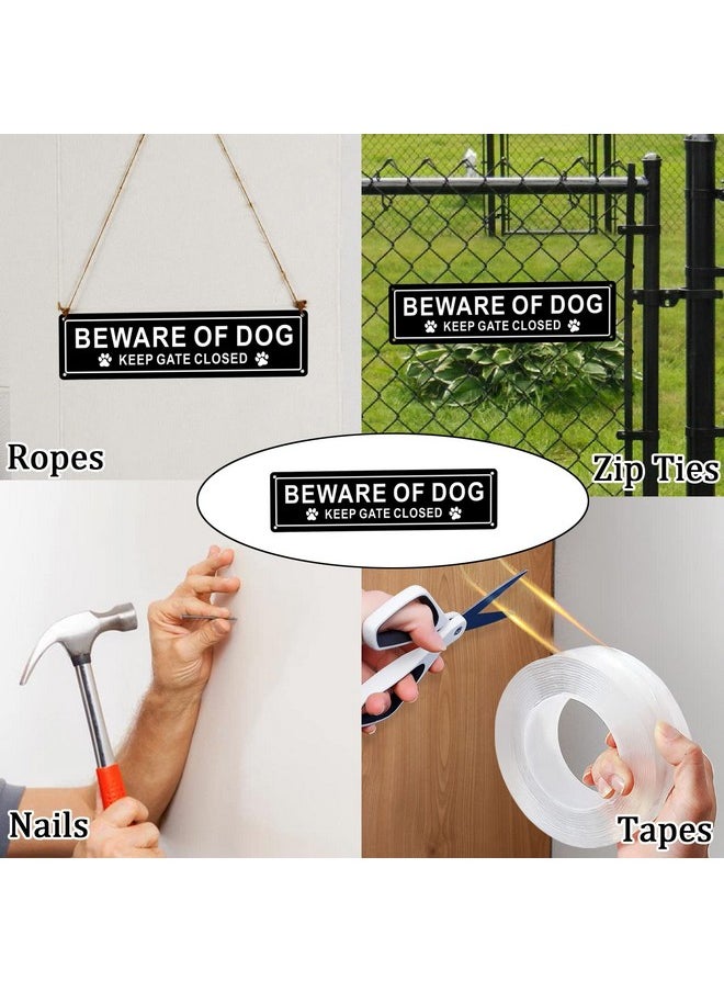 Kichwit 2 Pack Beware Of Dog Sign, Aluminum, Keep Gate Closed Sign For Fence Or Gate, 11.8 X 3.1 Inches, Black  - Image 2
