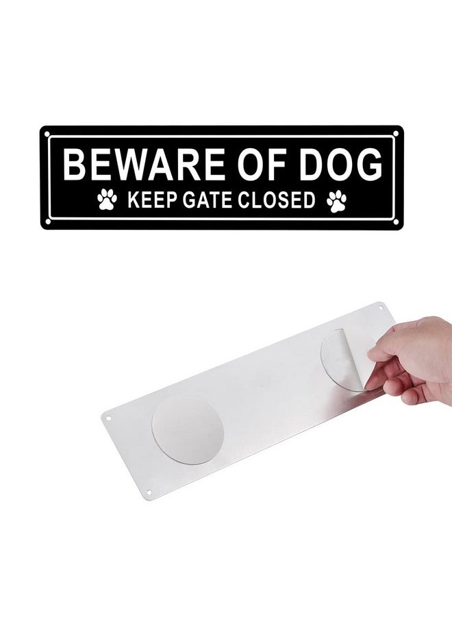 Kichwit 2 Pack Beware Of Dog Sign, Aluminum, Keep Gate Closed Sign For Fence Or Gate, 11.8 X 3.1 Inches, Black  - Image 4