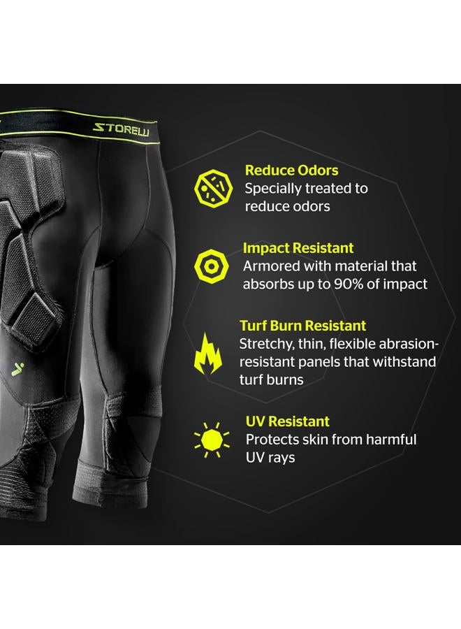 Storelli BodyShield 3/4 Goalkeeper Leggings 2 3/4 Length Padded Soccer Pants Enhanced Lower Body Protection, Black, L - Image 4