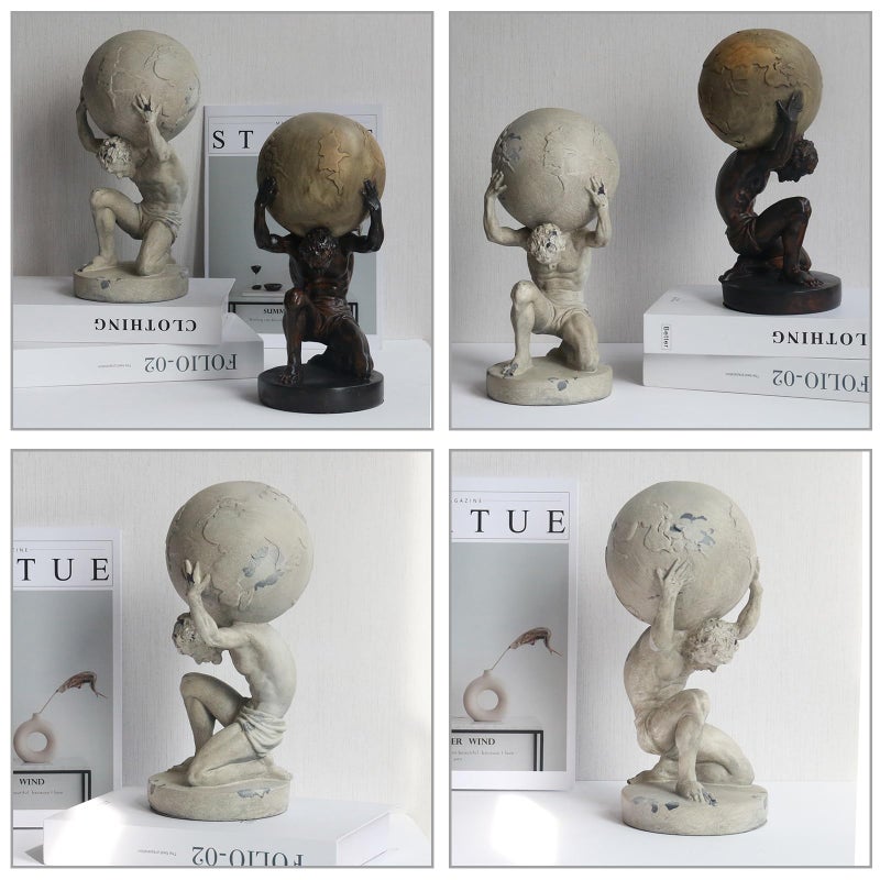 Lukitas Atlas Holding Up World Statue and Sculpture, Lifting The Earth Figurine Decor, Creative Ornament for Home Office Living Room, Resin 11.5'' - Image 2
