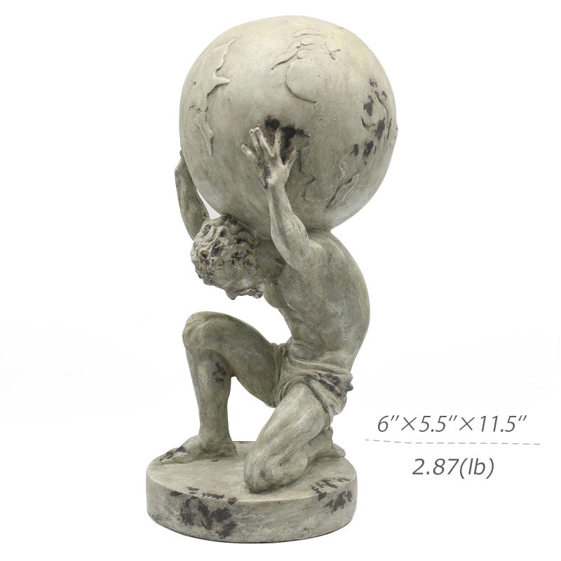 Lukitas Atlas Holding Up World Statue and Sculpture, Lifting The Earth Figurine Decor, Creative Ornament for Home Office Living Room, Resin 11.5'' - Image 3