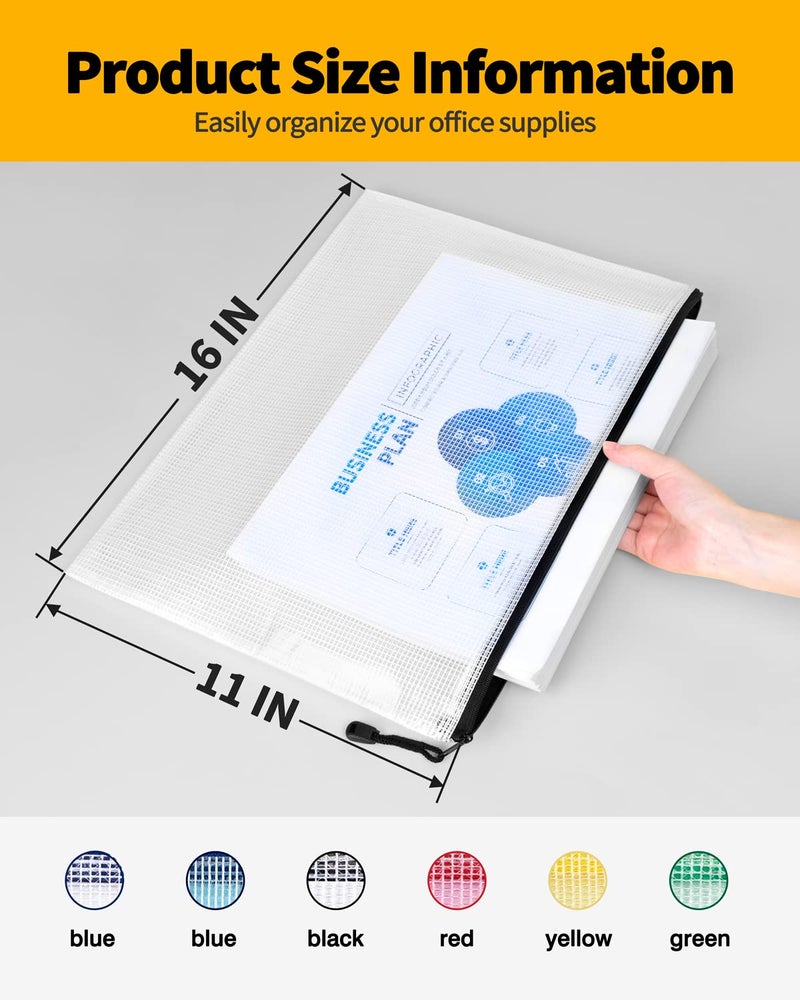 SUNEE Mesh Zipper Pouch 11x16 in (Black, 30 Packs), Large Mesh Zipper Pouch Bags for School Office Supplies, Puzzles & Games, Travel Accessories, Waterproof Zipper Pouches for Organizing - Image 2