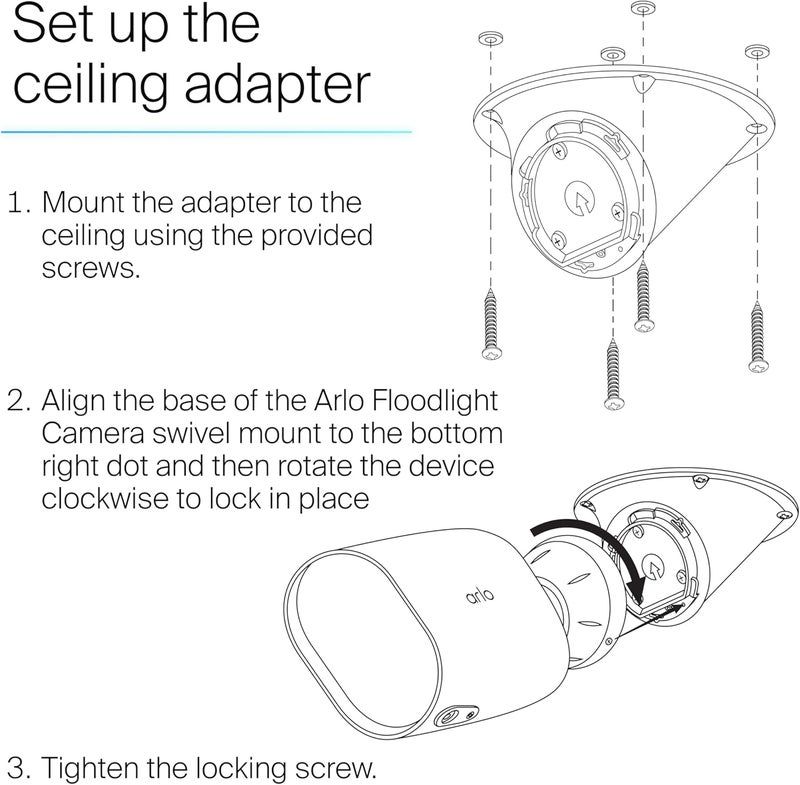 ARLO Ceiling Adapter - Certified Accessory - Mount Under an Eave or from a Ceiling, Works with Pro 3 Floodlight or Total Security Mount, White - FBA1001 - Image 4