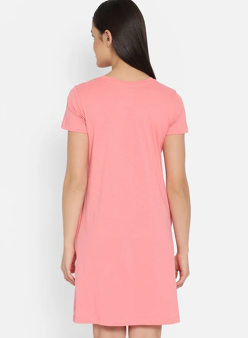 Clovia Cupcake & Text Print Short Nightdress - 100% Cotton