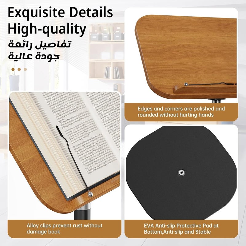 حامل القرآن، حامل كتب قابل للتعديل، منصة متينة للقراءة أو استخدام الكمبيوتر المحمول أو العارضة (أبيض، الطول 50-130 سم) - Image 5