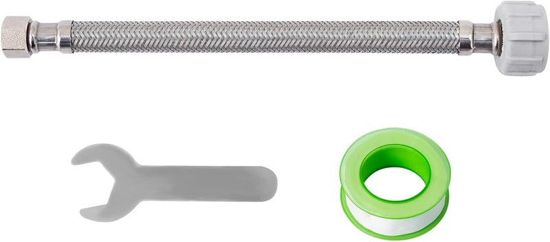 SUNGATOR 9'' Toilet Water Supply Line, 7/8" Ballcock x 3/8" Compression Toilet Hose Connector, 9 Inch Braided Stainless Steel Water Supply Line with 1 Wrench and Sealing Tape (1 Pack) - Image 1