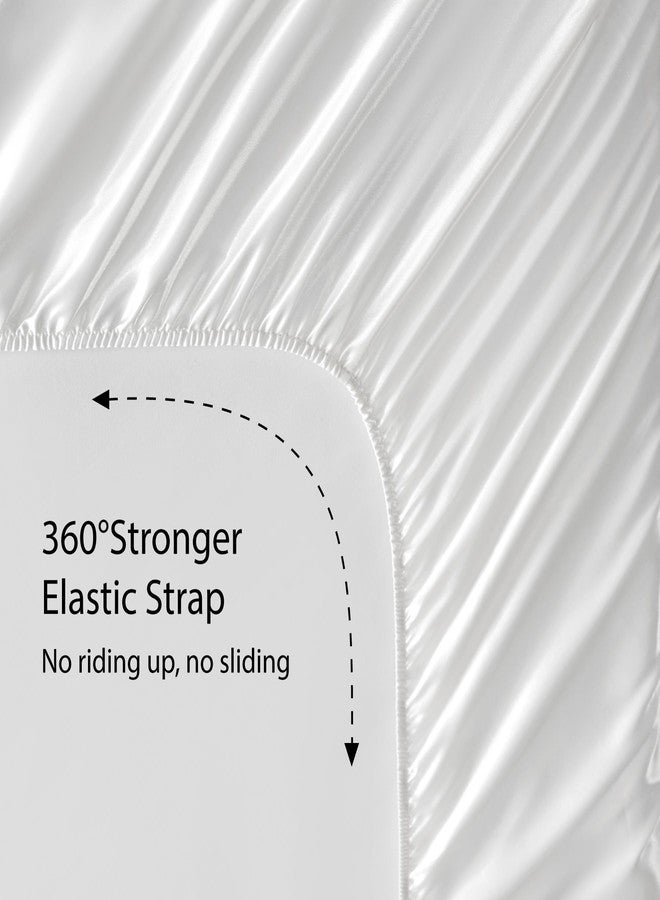 بيديليت طقم ملاءة سرير وأغطية وسائد من الساتان من BEDELITE، ملاءة سرير فاخرة ناعمة تشبه الحرير مع أشرطة مطاطية في الزوايا، جيب عميق يصل إلى 15 بوصة، ملاءة سرير واحدة و2 غطاء وسادة (مقاس كامل، أبيض). - Image 4