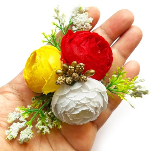 Adikala Craft Store Handmade Peony Flower Bunch for Trousseau Gift Packaging | Decorative Flower Brooch for Hampers, Gifting & DIY Crafts | Ready-to-Use Artificial Flowers Bunch (Multicolor, 12PC) - Image 4