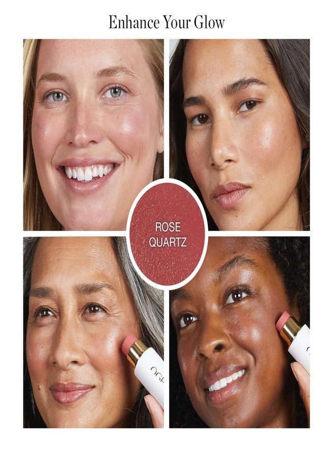 OGEE عصا الوجه المنحوتة (كوارتز الورد - وردي خفيف) عصا أحمر خدود عضوي معتمد - عصا أحمر خدود كريمي متعددة الاستخدامات للخدود، الشفاه والوجه - Image 2