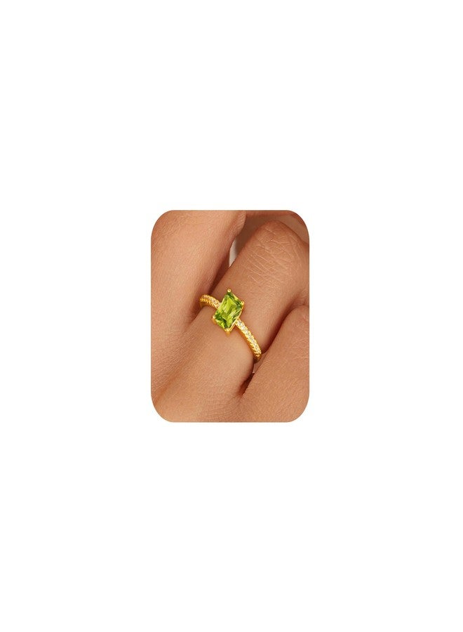 Honsny Gold Birthstone Rings for Women Non Tarnish 14K Gold Plated Stackable Peridot Wedding Engagement Promise Rings for Women Cubic Zirconia Gemstone Pinky Eternity Gold Band Ring Jewelry Gifts - Image 1