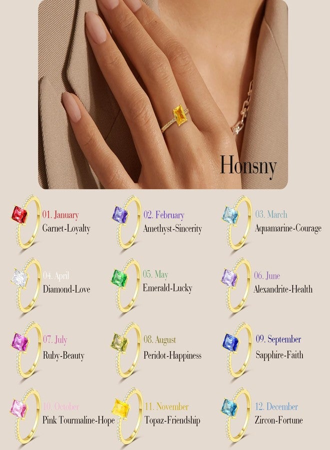 Honsny Gold Birthstone Rings for Women Non Tarnish 14K Gold Plated Stackable Peridot Wedding Engagement Promise Rings for Women Cubic Zirconia Gemstone Pinky Eternity Gold Band Ring Jewelry Gifts - Image 3