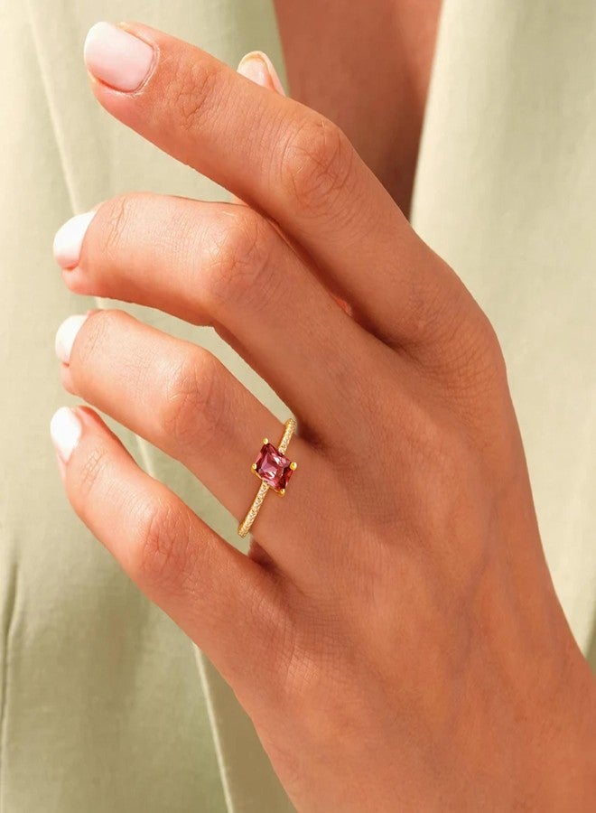 Honsny Gold Birthstone Rings for Women Non Tarnish 14K Gold Plated Stackable Peridot Wedding Engagement Promise Rings for Women Cubic Zirconia Gemstone Pinky Eternity Gold Band Ring Jewelry Gifts - Image 5