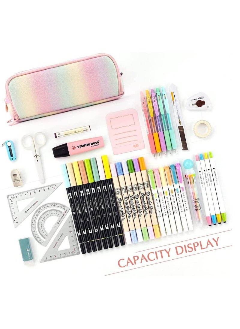 KASTWAVE Large Capacity Pencil Case 3 Compartment Pencil Pouch Pen Bag for Teen Girls Boy Men Women (Rainbow) - Image 5