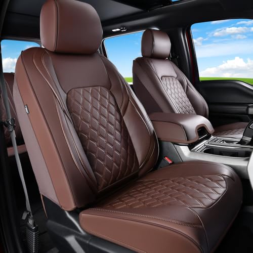 Huidasource Front Seat Covers Fit for Toyota Tacoma 2016-2023 SR SR5 Limited TRD Sport/Pro/Off Road All Cab Front Row, 360° Full-wrap Leather Automotive Car Seat Cushion Cover (Front Pair/Coffee) - Image 1