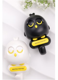 SYOSI Wink Bird Key Hooks, 2Pcs Kawaii Adhesive Wall Mounted Hooks for Towels, Hats, Keychain, Keys, Black and White, Ideal for Cute Room Decor and Gifts  - Image 2