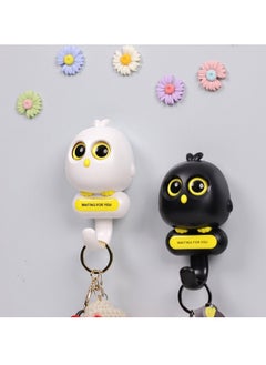 SYOSI Wink Bird Key Hooks, 2Pcs Kawaii Adhesive Wall Mounted Hooks for Towels, Hats, Keychain, Keys, Black and White, Ideal for Cute Room Decor and Gifts  - Image 1