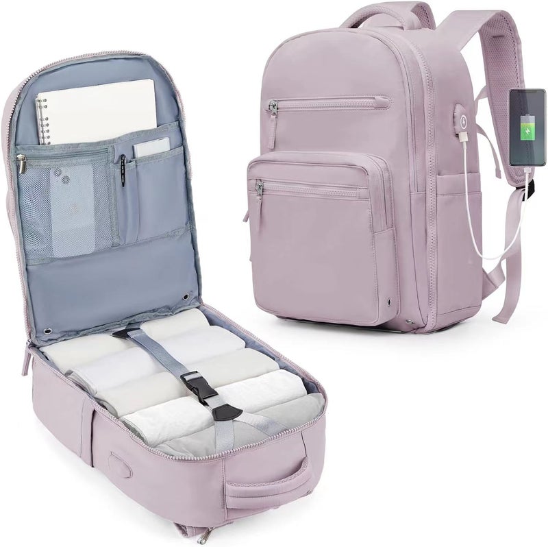 New Womens Travel Backpack Large Capacity 6636 lotus root powder 