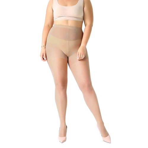 MANZI Women's 2 Pairs Plus Size Control Top Ultra-Soft Pantyhose Size XXXXL - Image 2
