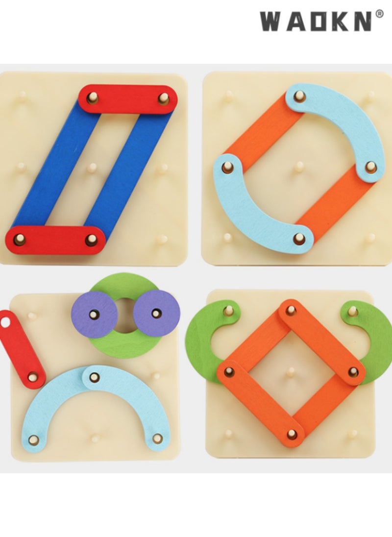 WAOKN - Wooden Geometric Puzzle Board, Children's Educational Toy, Ideal for Developing Spatial Awareness and Creativity, Engaging Shape Matching Game, Fun and Educational Tool for Kids. - Image 1