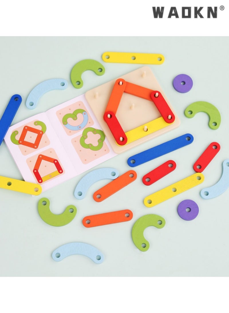 WAOKN - Wooden Geometric Puzzle Board, Children's Educational Toy, Ideal for Developing Spatial Awareness and Creativity, Engaging Shape Matching Game, Fun and Educational Tool for Kids. - Image 1