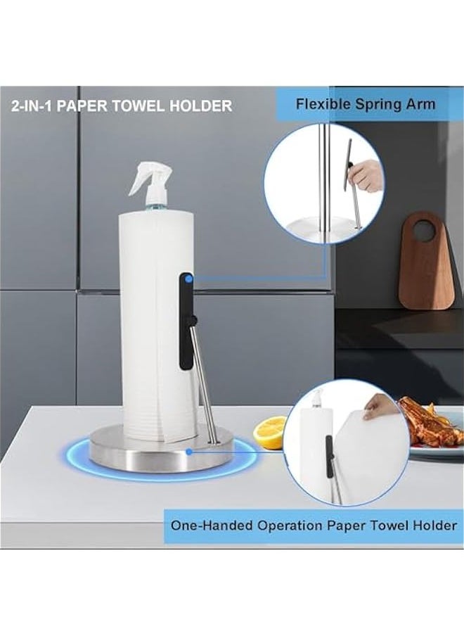 TRASSLE Paper Towel Holder,Stainless Steel Standing Paper Towel Holder,Kitchen Paper Towel Roll Holder, Jumbo-Sized Roll Holder for Bathroom Kitchen Countertop  - Image 2