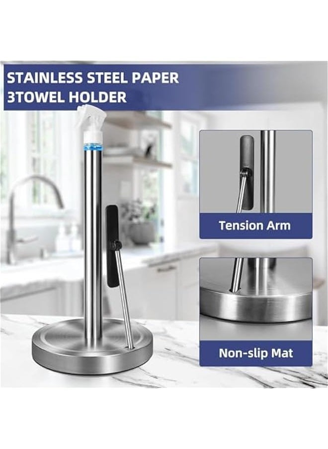 TRASSLE Paper Towel Holder,Stainless Steel Standing Paper Towel Holder,Kitchen Paper Towel Roll Holder, Jumbo-Sized Roll Holder for Bathroom Kitchen Countertop  - Image 5