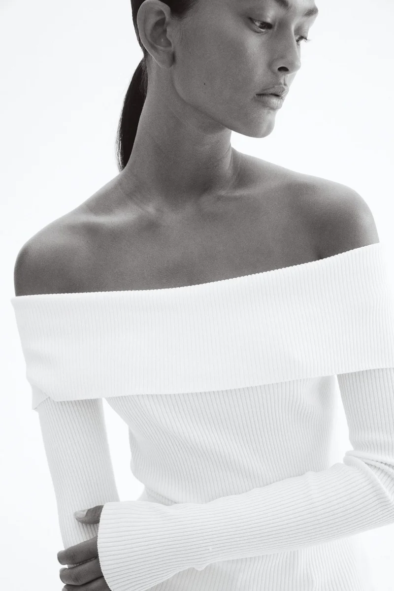 H&M Rib-knit off-the-shoulder top
