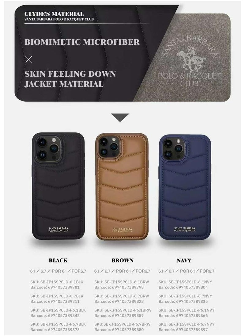 SANTA BARBARA POLO & RACQUET CLUB Clyde Series Protective Soft Stand Phone Case Cover Fabric Stitching vertical Flip Phone Case With Credit Card Holder Slot Compatible with iPhone 15 Pro - Brown  - Image 4