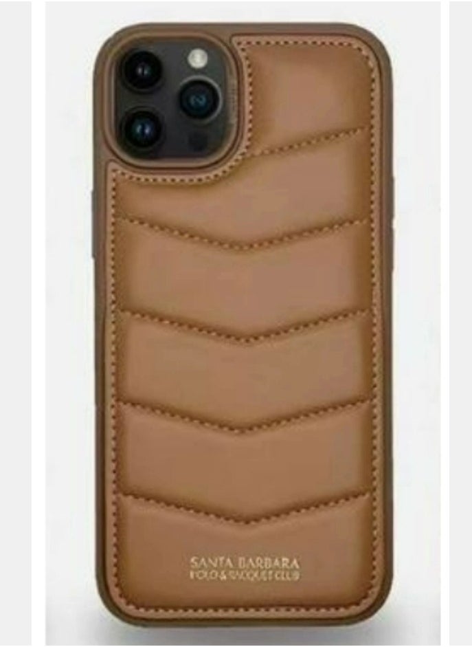 SANTA BARBARA POLO & RACQUET CLUB Clyde Series Protective Soft Stand Phone Case Cover Fabric Stitching vertical Flip Phone Case With Credit Card Holder Slot Compatible with iPhone 15 Pro - Brown  - Image 1
